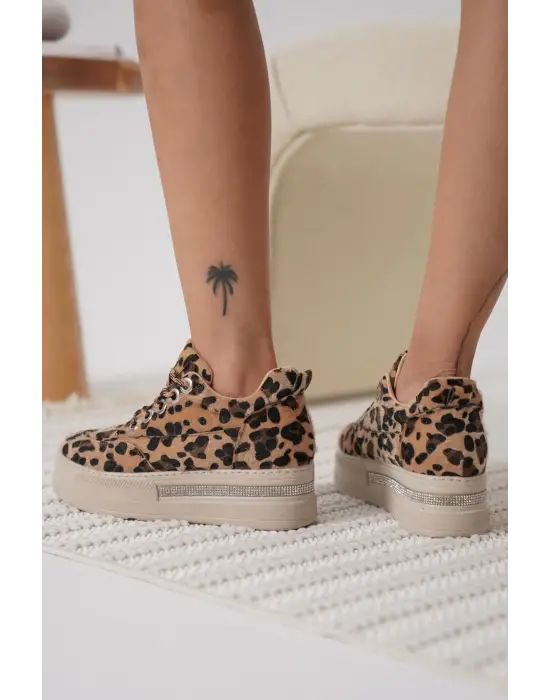 Alice Kadın Leopar Desenli Gizli Topuklu Sneaker