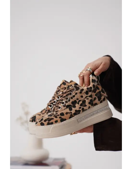 Alice Kadın Leopar Desenli Gizli Topuklu Sneaker