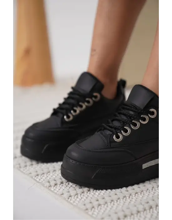Alice Kadın Siyah Tabanlı Siyah Gizli Topuklu Sneaker