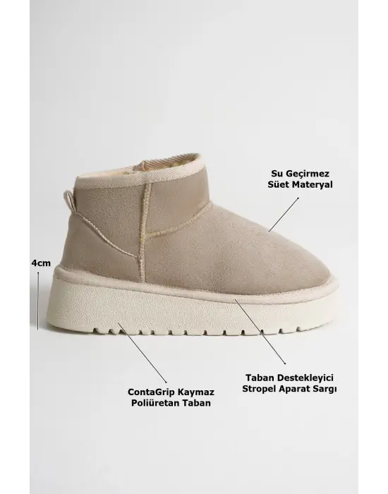 Alina Kadın Bej Kışlık Kürklü Bot