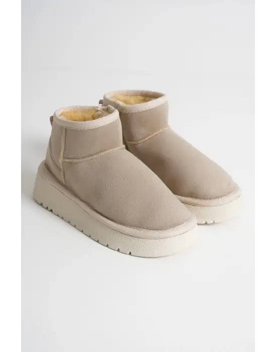 Alina Kadın Bej Kışlık Kürklü Bot