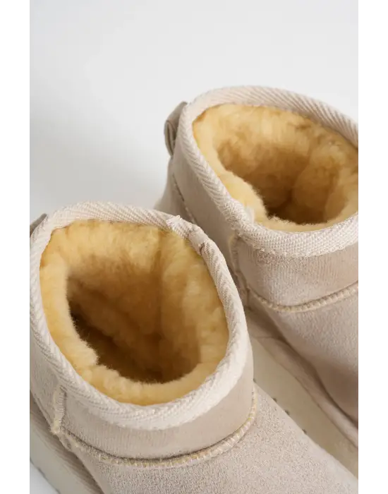 Alina Kadın Bej Kışlık Kürklü Bot