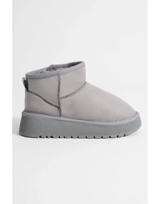 Alina Kadın Gri Kışlık Kürklü Bot