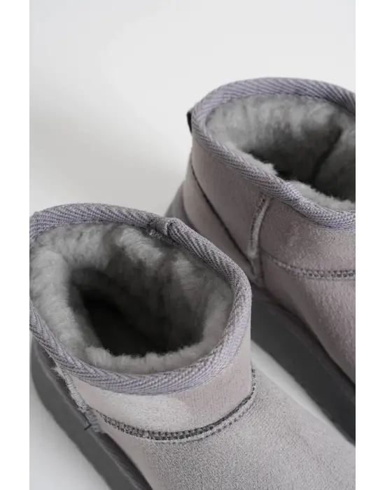 Alina Kadın Gri Kışlık Kürklü Bot