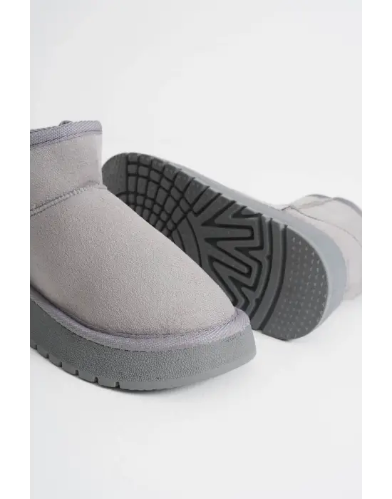 Alina Kadın Gri Kışlık Kürklü Bot