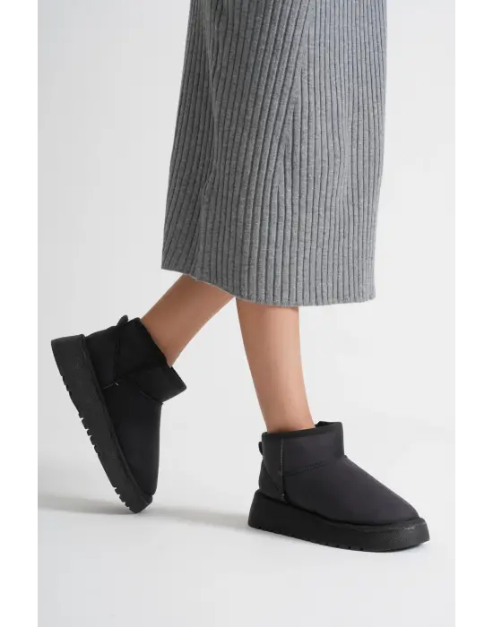 Alina Kadın Siyah Kışlık Kürklü Bot