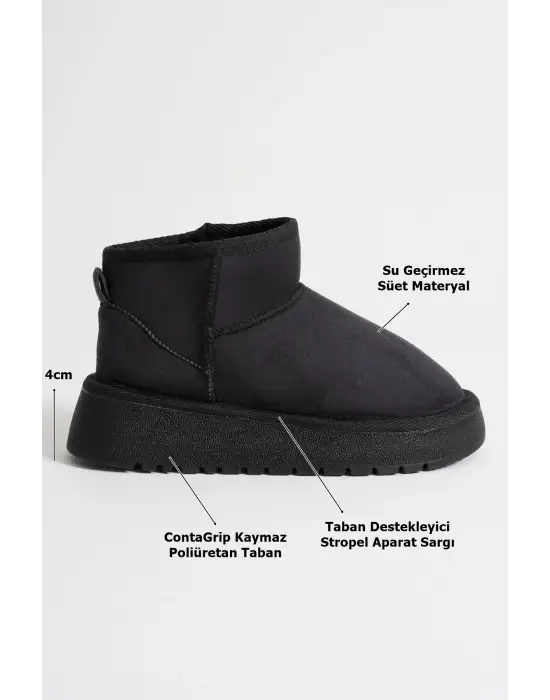 Alina Kadın Siyah Kışlık Kürklü Bot