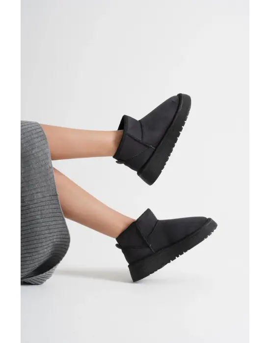 Alina Kadın Siyah Kışlık Kürklü Bot