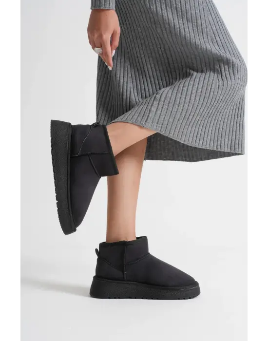 Alina Kadın Siyah Kışlık Kürklü Bot
