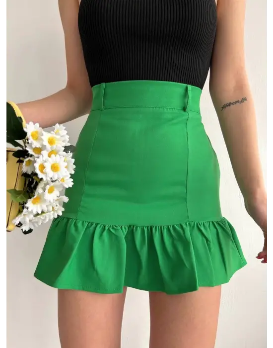 Altı Fırfırlı Etek Yeşil S24817
