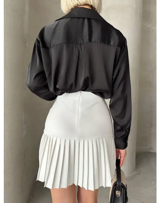 Altı Pliseli Mini Etek