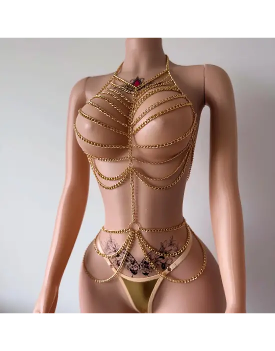 Altın Renk Vücut Zinciri Fantazi Takım
