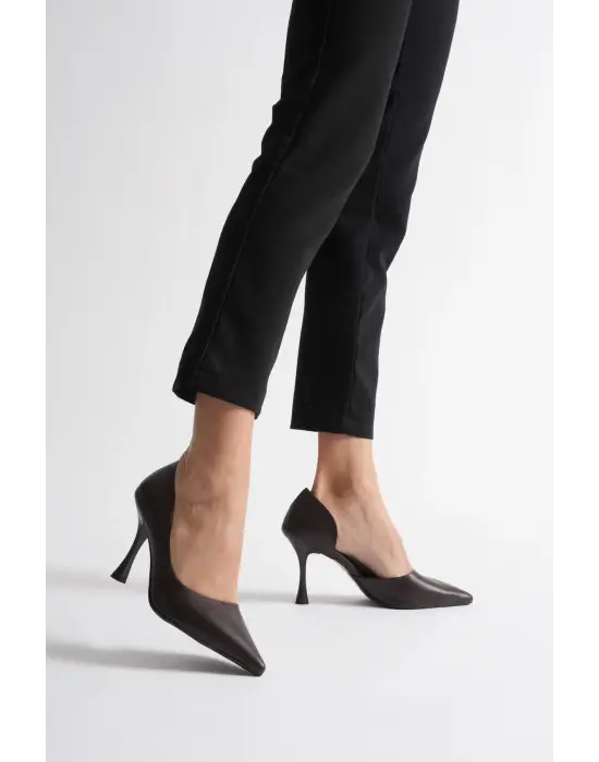 Angela Kadın Acı Kahve Cilt Topuklu Ayakkabı