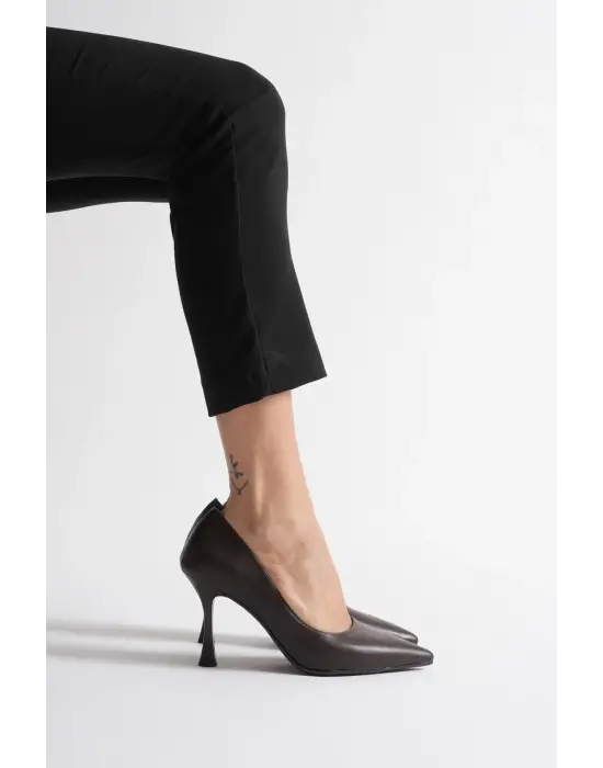 Angela Kadın Acı Kahve Cilt Topuklu Ayakkabı