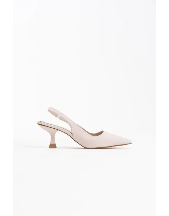 Angelica Kadın Bej Saten Topuklu Ayakkabı