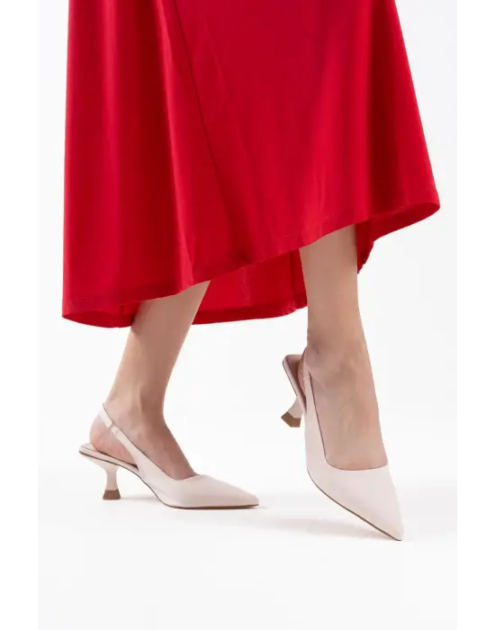 Angelica Kadın Bej Saten Topuklu Ayakkabı