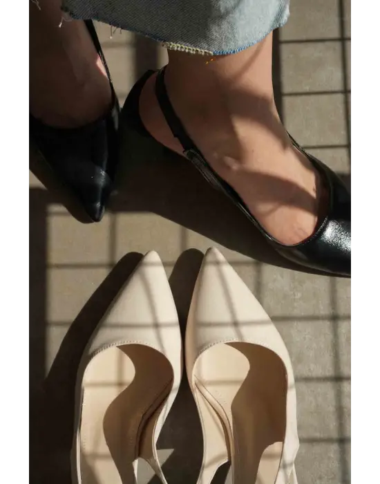 Angelica Kadın Bej Saten Topuklu Ayakkabı