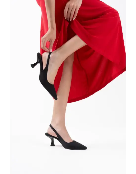 Angelica Kadın Siyah Saten Topuklu Ayakkabı