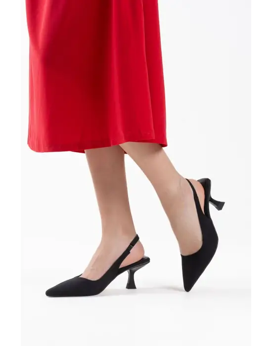 Angelica Kadın Siyah Saten Topuklu Ayakkabı