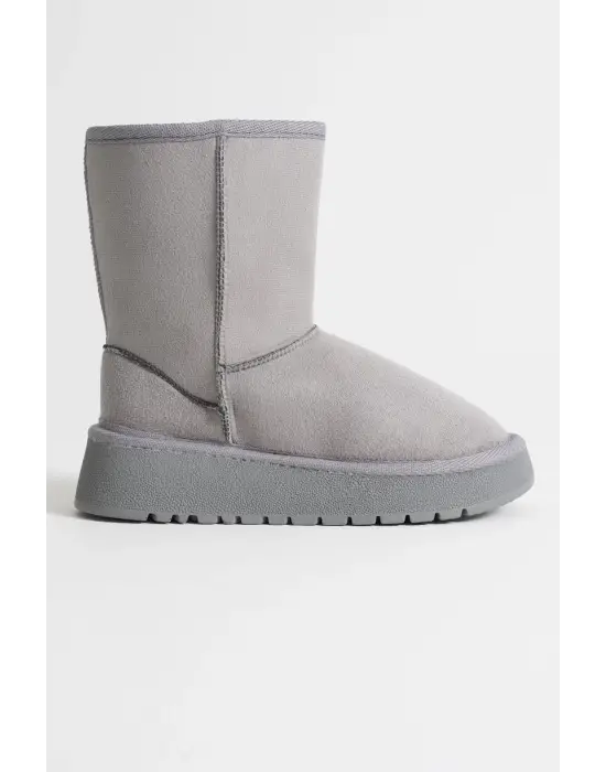Anisa Kadın Gri Kışlık Kürklü Bot