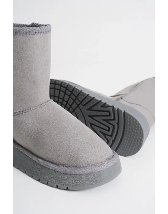 Anisa Kadın Gri Kışlık Kürklü Bot