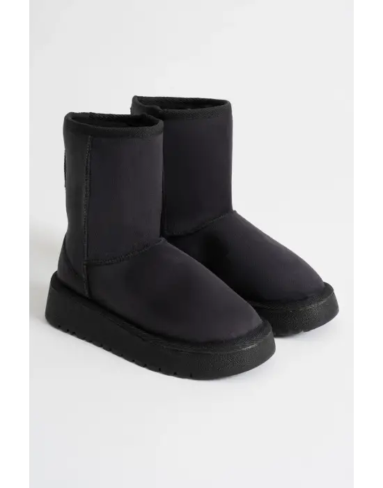 Anisa Kadın Siyah Kışlık Kürklü Bot
