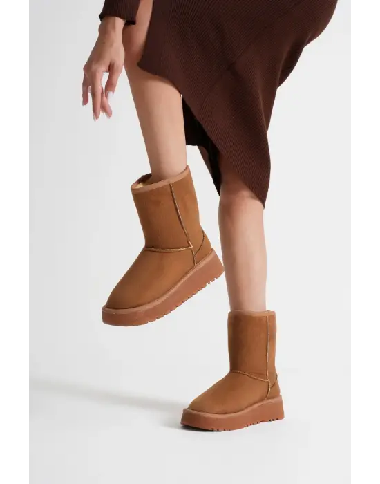 Anisa Kadın Taba Kışlık Kürklü Bot