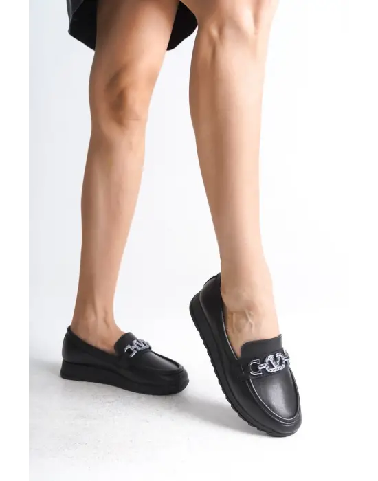 Anna Ortopedik Rahat Taban Toka Detaylı Klasik Kadın Babet Anne Ayakkabısı  St - Siyah