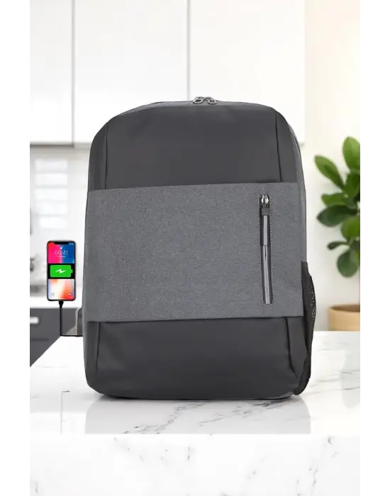 Antrasit Darbe Emici Korumalı Usb Aparatlı 14-15,6 Inç Laptop Bölmeli Ithal Sırt Çantası