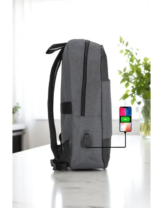 Antrasit Darbe Emici Korumalı Usb Aparatlı 14-15,6 Inç Laptop Bölmeli Ithal Sırt Çantası