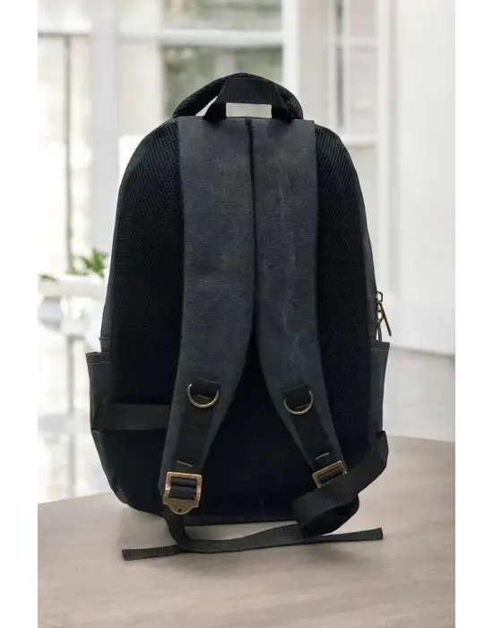 Antrasit Kanvas Kumaş 15,6 inç Laptop -Okul Sırt Çantası