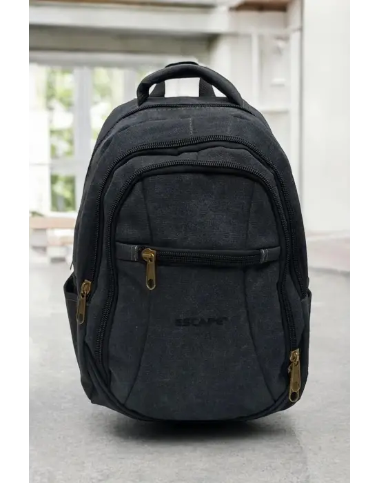 Antrasit Kanvas Kumaş 15,6 inç Laptop -Okul Sırt Çantası