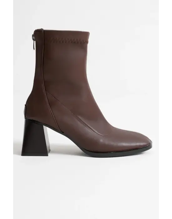 Arvena Acı Kahve Kalın Topuklu Streç Bot