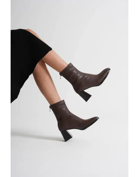 Arvena Acı Kahve Kalın Topuklu Streç Bot