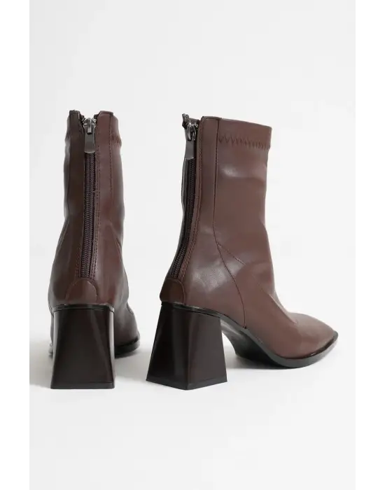 Arvena Acı Kahve Kalın Topuklu Streç Bot