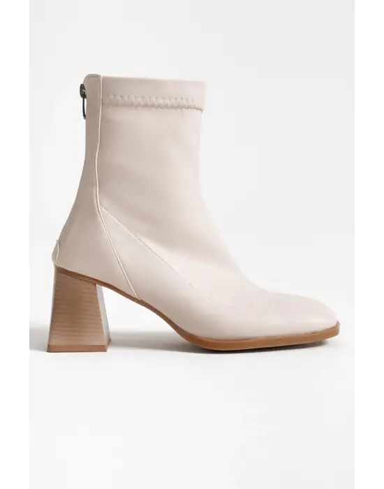 Arvena Bej Kalın Topuklu Streç Bot