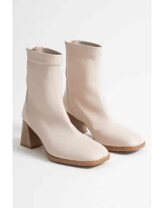 Arvena Bej Kalın Topuklu Streç Bot