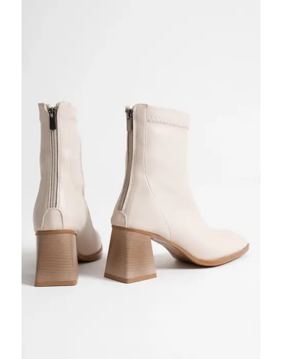 Arvena Bej Kalın Topuklu Streç Bot