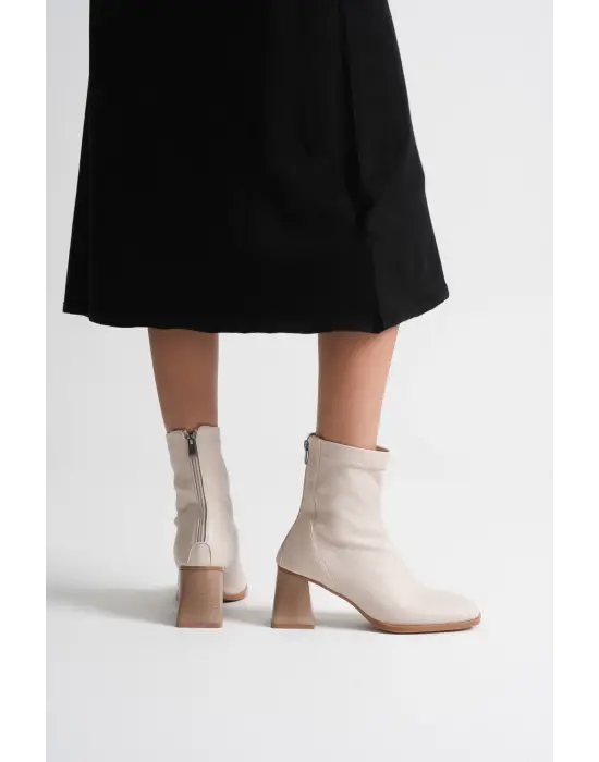 Arvena Bej Kalın Topuklu Streç Bot