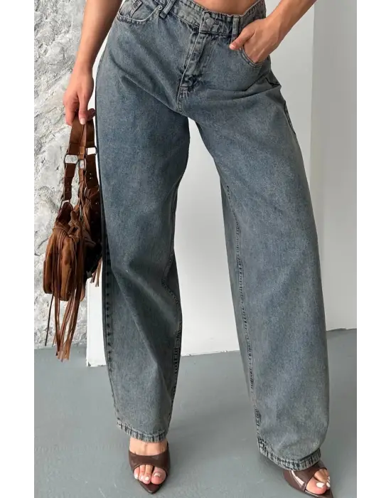 Baggy Kar Yıkama Eskitme Kahve Jeans Pantolon D2007