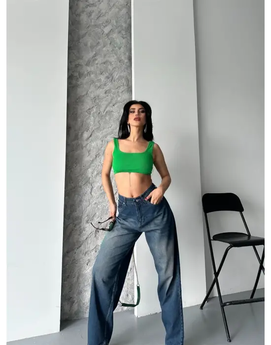 Baggy Süper Taş Bıyık Yıkama Kahve Tint Jeans Pantolon D2007