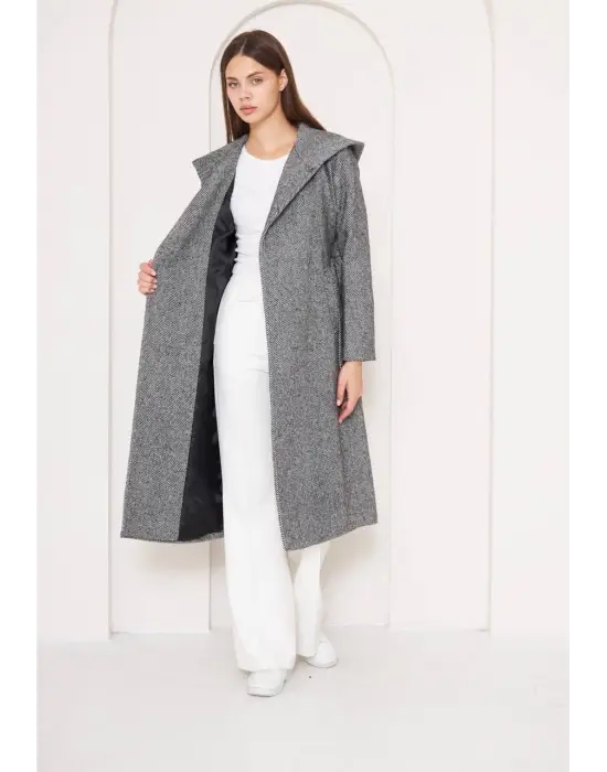 Balıksırtı Kapşonlu Kaşe