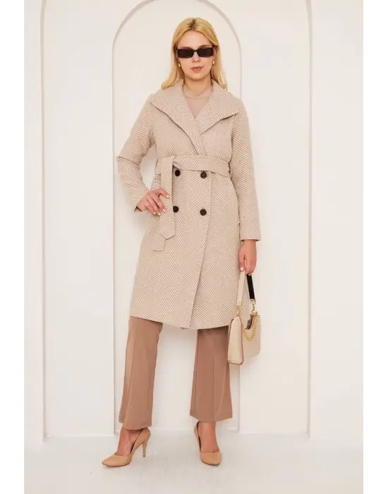 Balıksırtı Uzun Kaşe Kaban