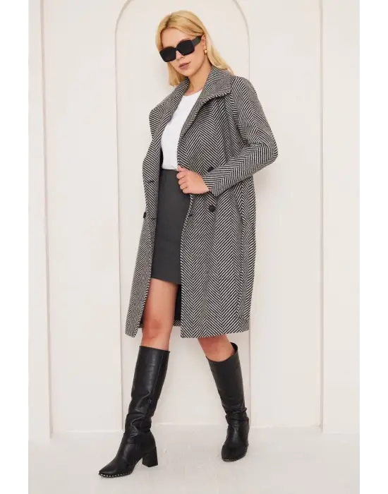 Balıksırtı Uzun Kaşe Kaban