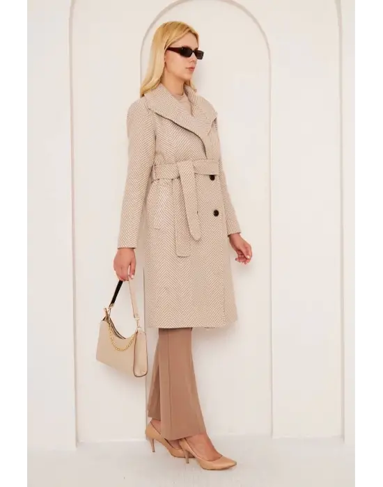 Balıksırtı Uzun Kaşe Kaban