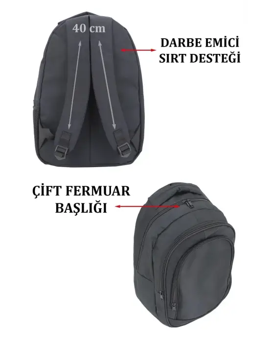 Basic Siyah Okul Sırt Çantası