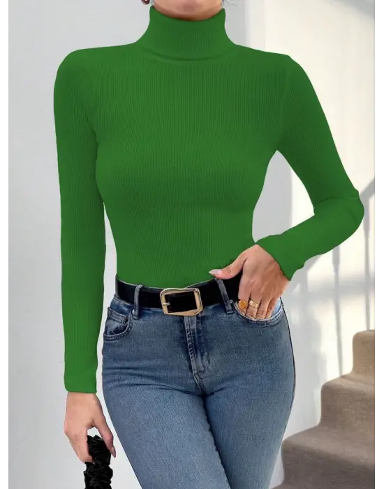 Başıkçı Yaka Dar Kesim Kaşkorse Kazak Yeşil W3103