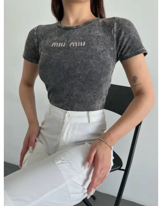 Baskılı Aşıt Yıkamalı Bluz