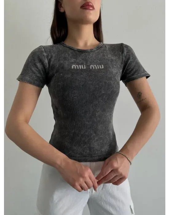 Baskılı Aşıt Yıkamalı Bluz