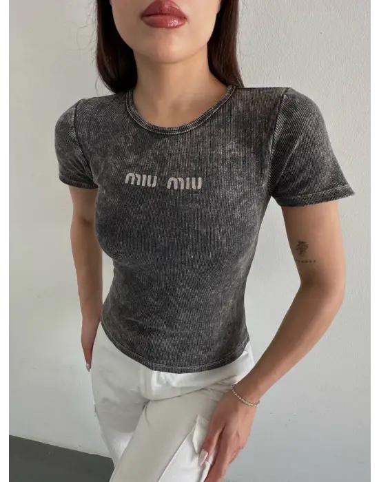 Baskılı Aşıt Yıkamalı Bluz